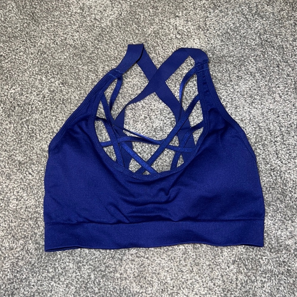 never before worn Victoria’s Secret dark blue straps sports bra